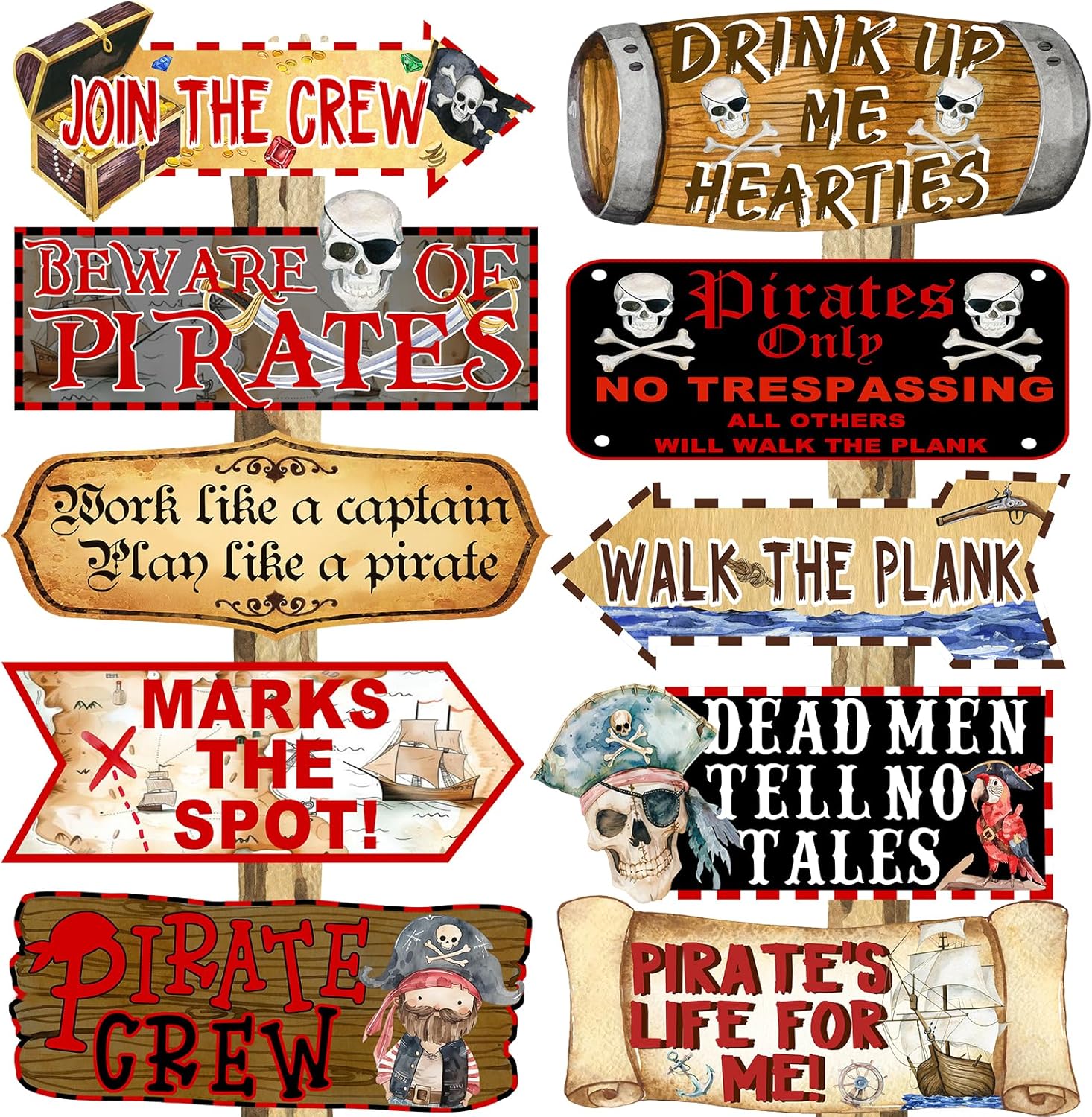 20-Piece Pirate Party Directional Signs Set