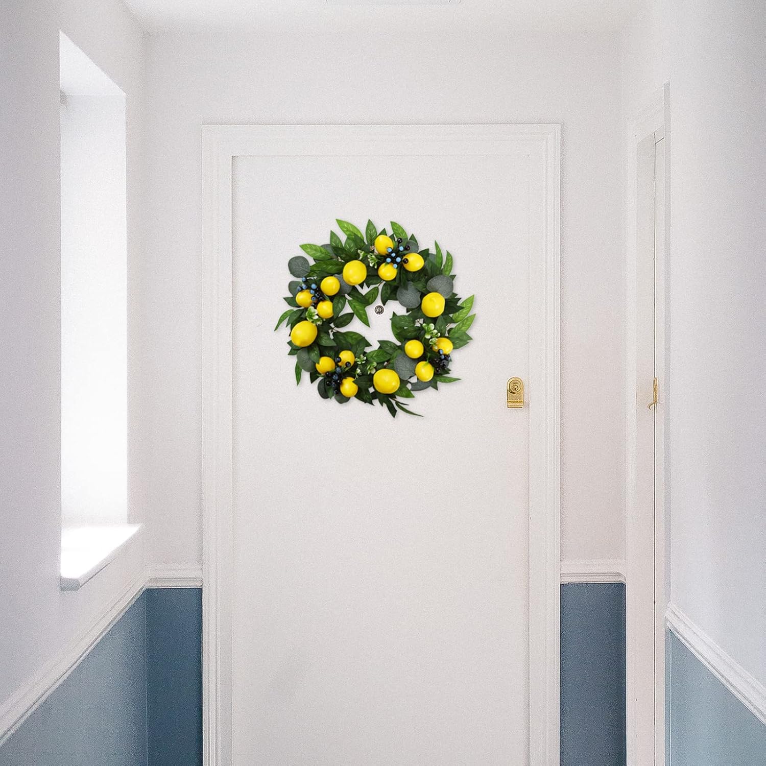 18 Inch Artificial Lemon and Blueberry Wreath