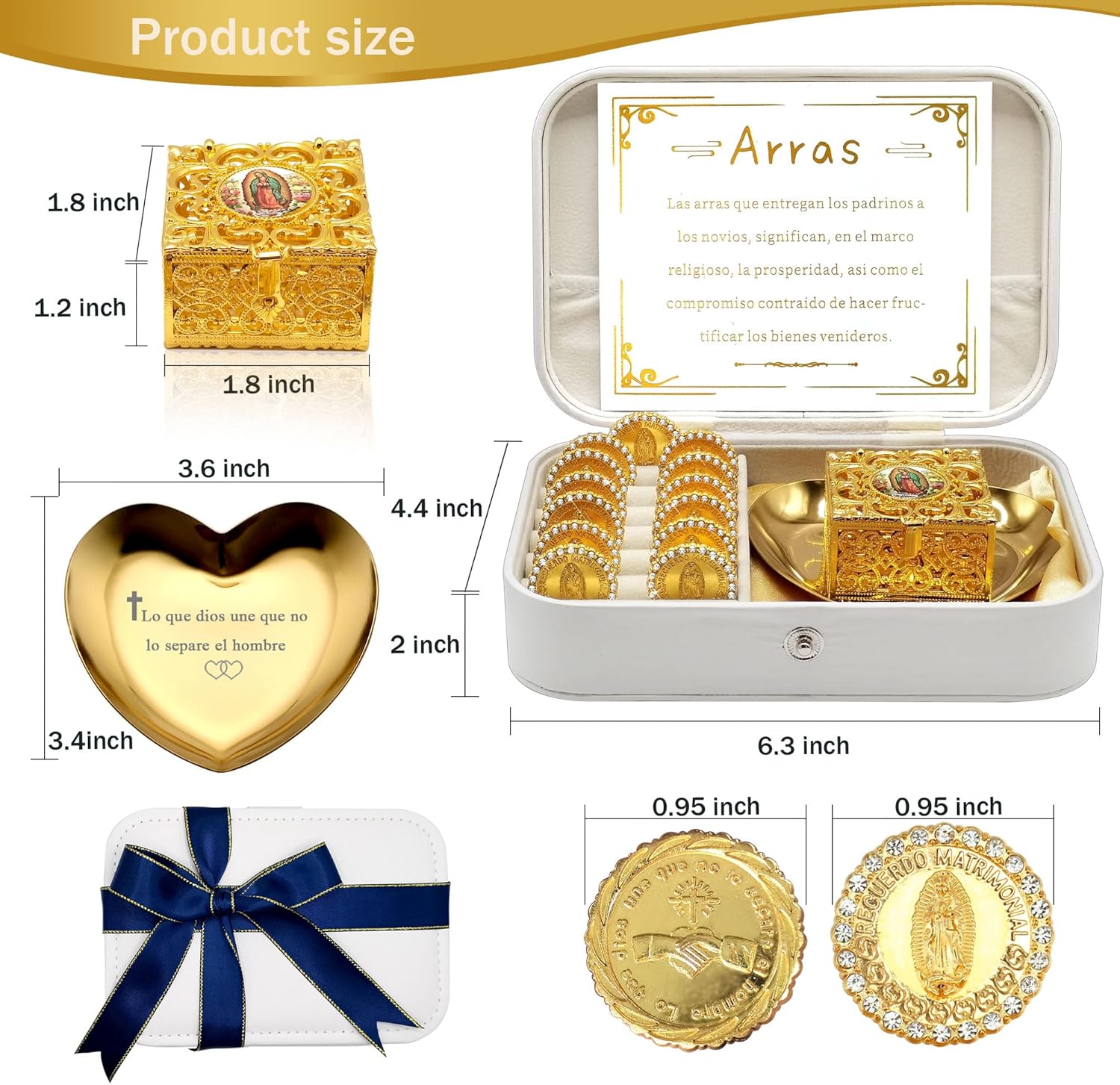 FANYX Wedding Arras Set with 13 Coins and Decorative Box