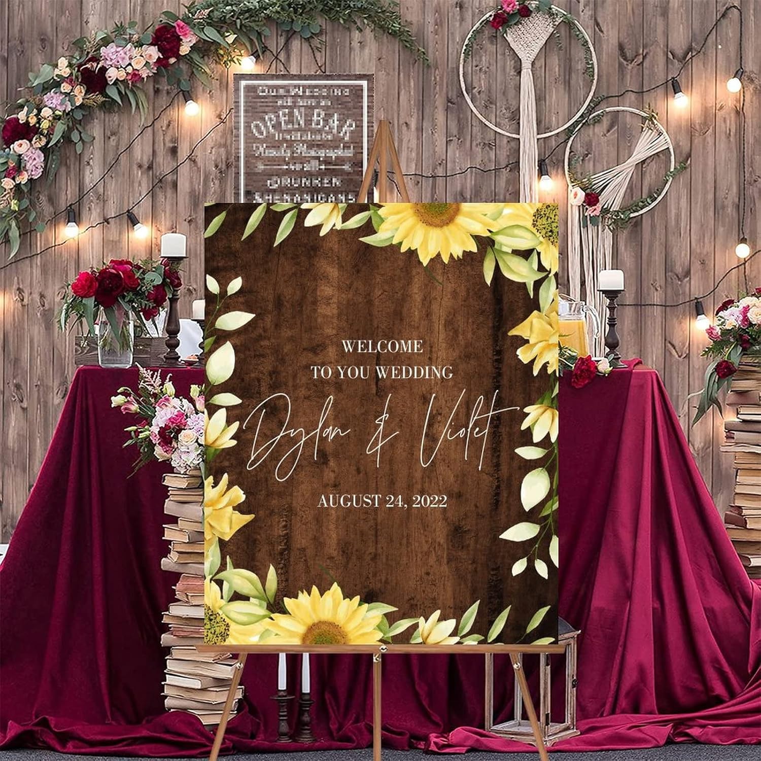 Customizable Rustic Wood Wedding Welcome Sign