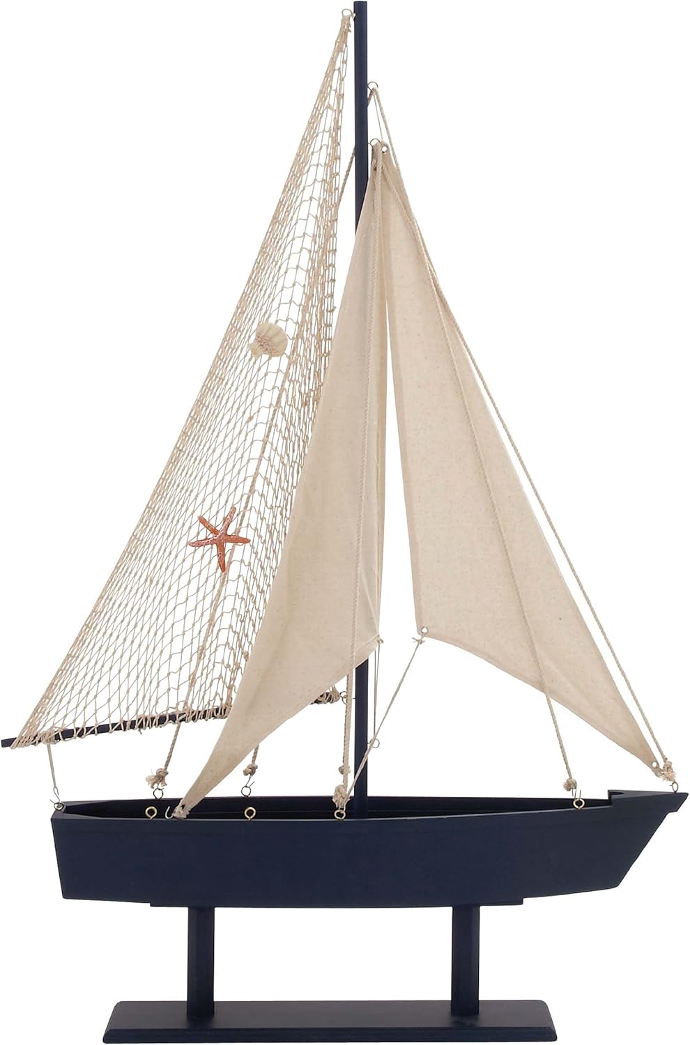 Deco 79 Wood Canvas Sail Boat Decor 29x43