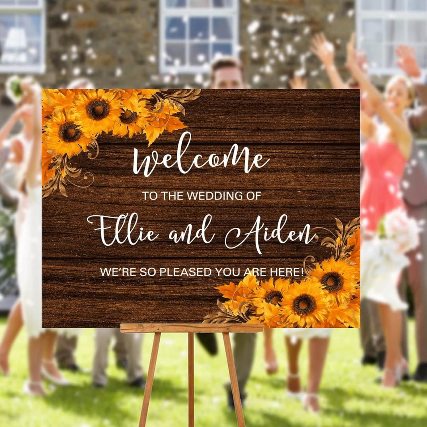 Customizable Wedding Welcome Sign with Sunflowers Design