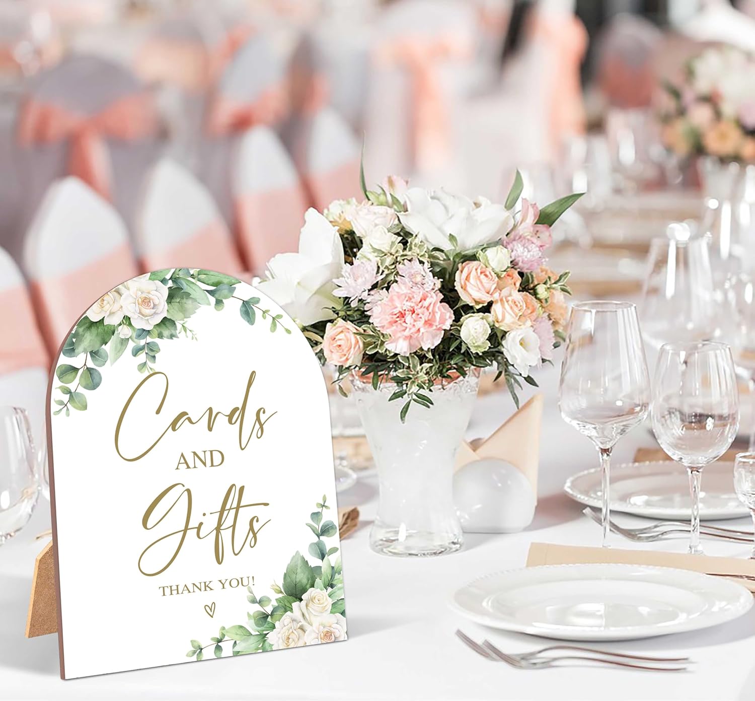 White Rose Wedding Arch Sign with Stand 1