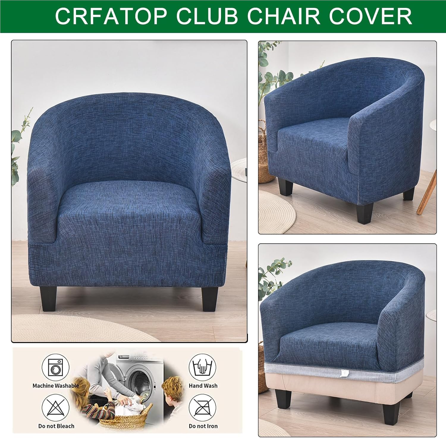 CRFATOP Club Chair Slipcover Printed Spandex Cover for Living Room