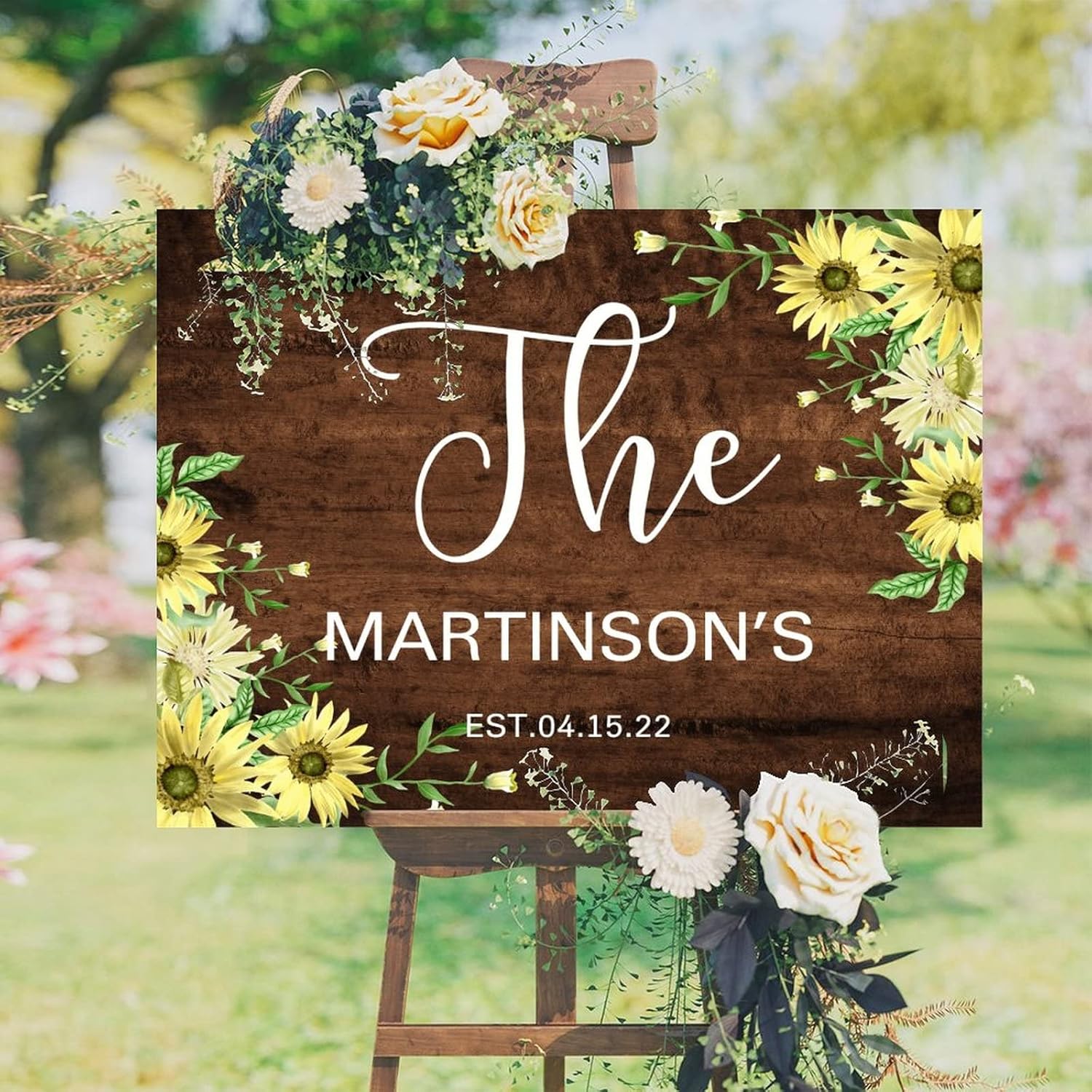 Alioyoit Custom Wedding Welcome Sign 12x16 Inch Brown Wood
