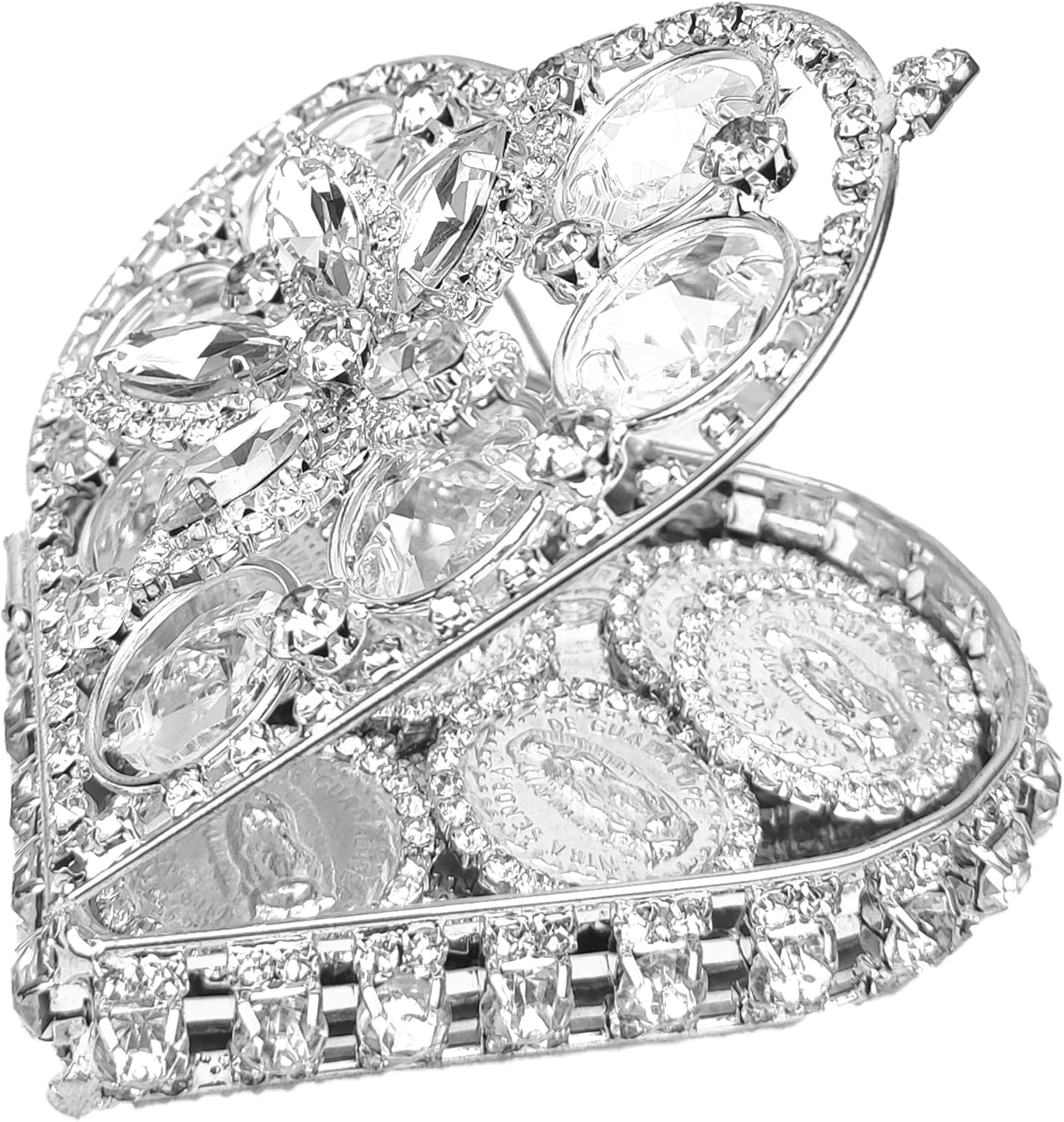 Catholic Wedding Arras Set with 13 Coins and Virgen de Guadalupe Image