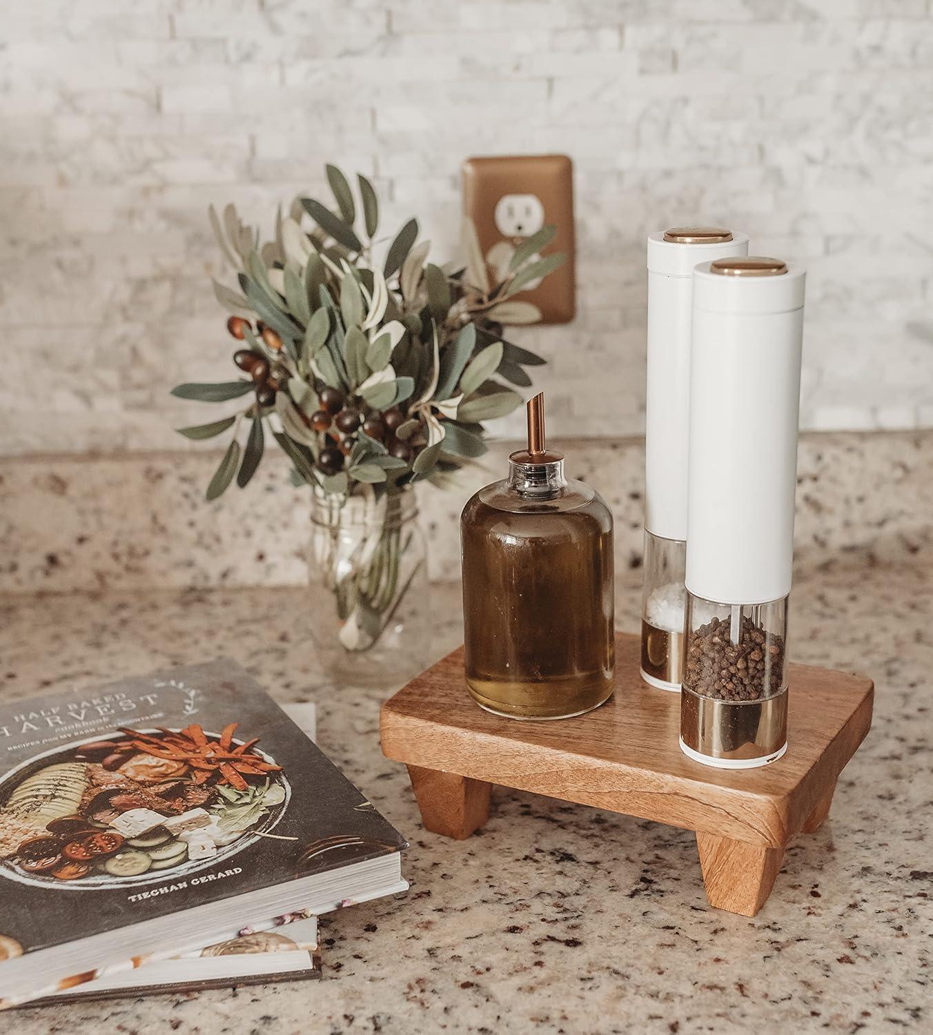 Wooden Tray Pedestal Decor with 2 Finishes