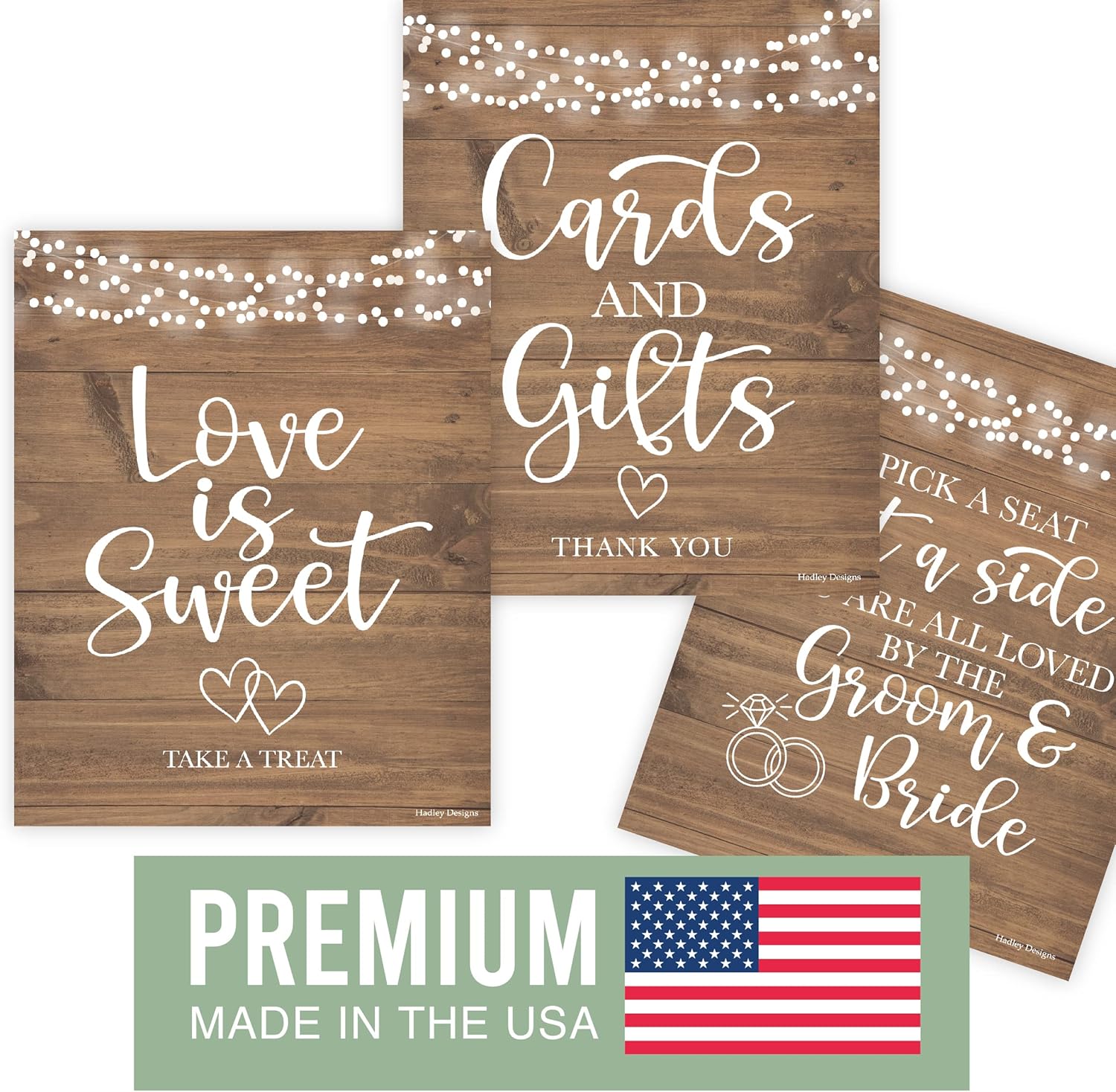 Hadley Designs 9 Rustic Wedding Signs Set