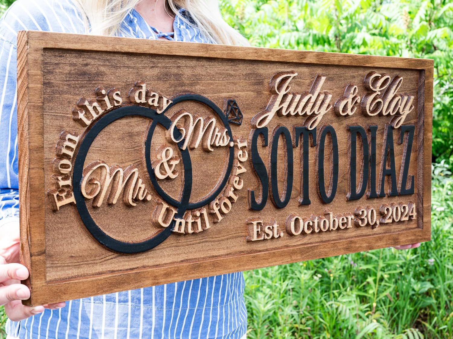 Custom 3D Wood Wedding Sign for Couples