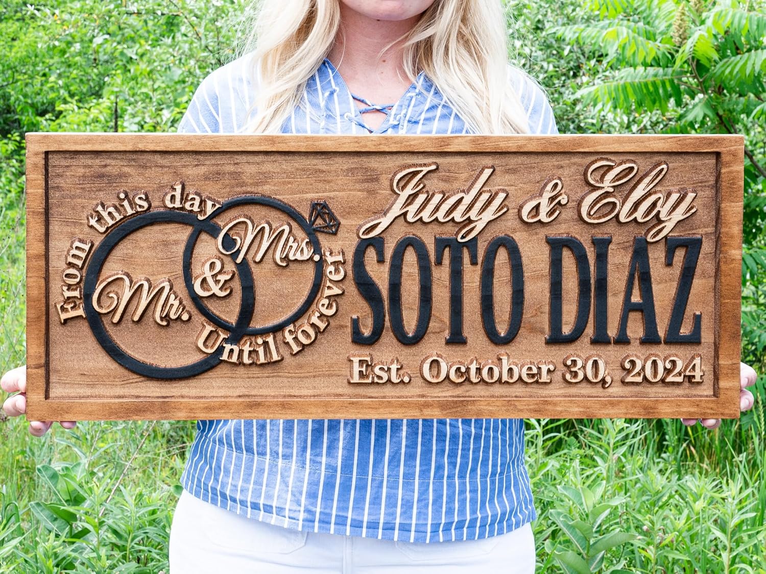 Custom 3D Wood Wedding Sign for Couples