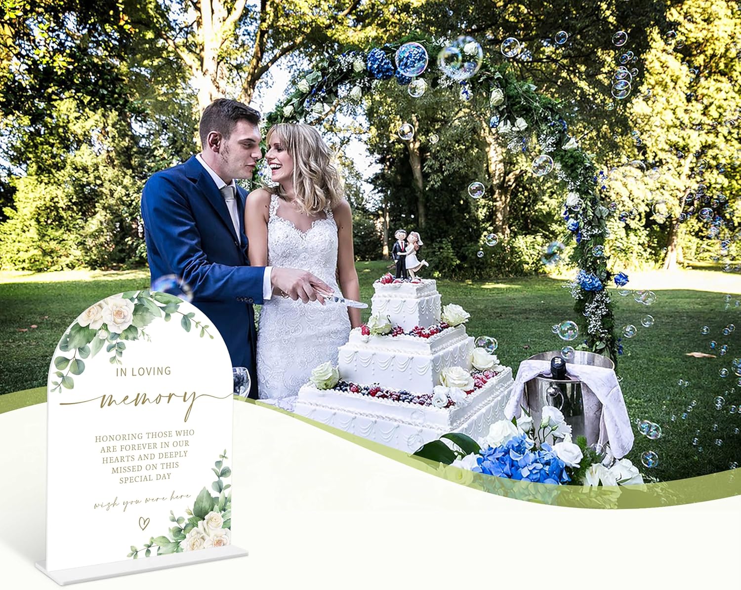 Eucalyptus Rose Wedding Sign with Holder