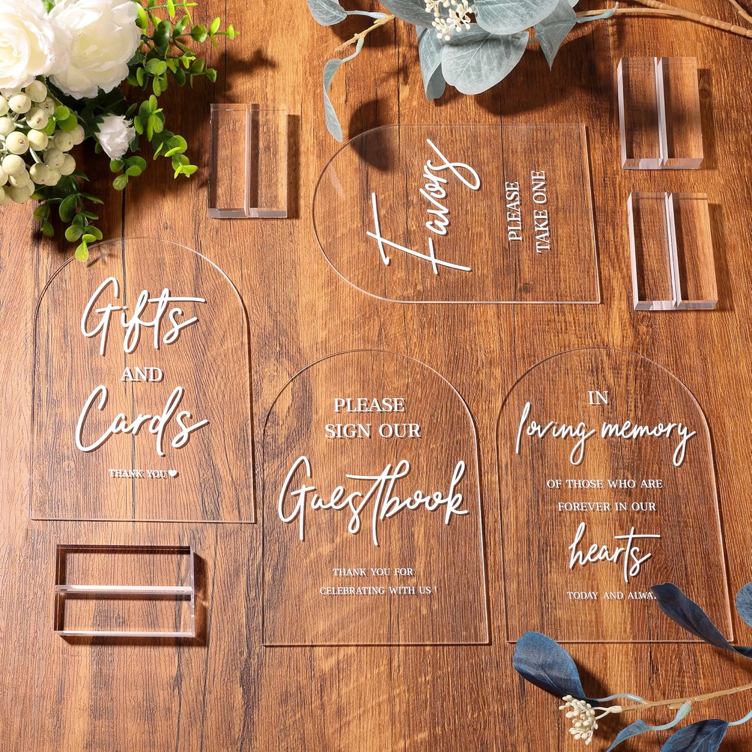 4pcs Clear Acrylic Wedding Signs for Ceremony and Reception