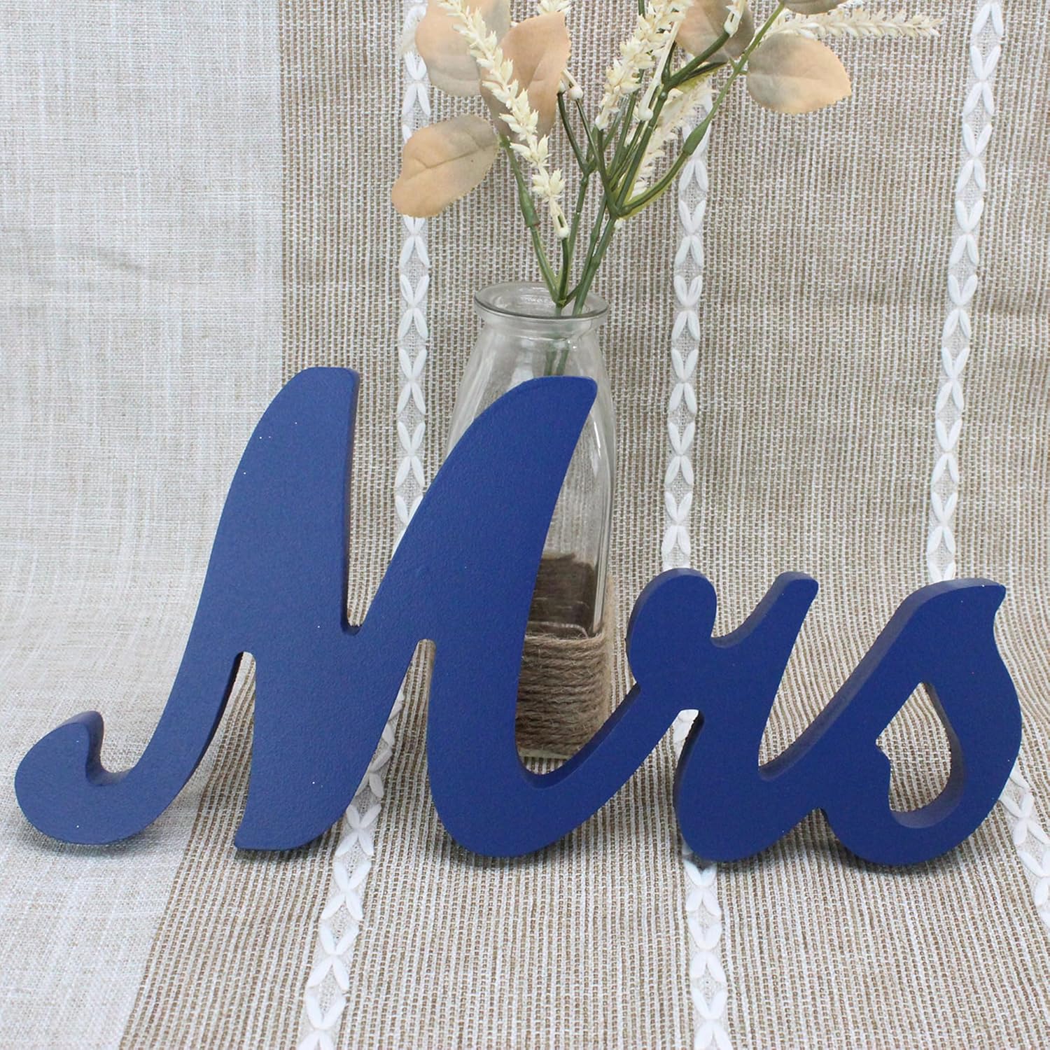 Mr Mrs Wooden Letters Wedding Table Decor Dark Blue