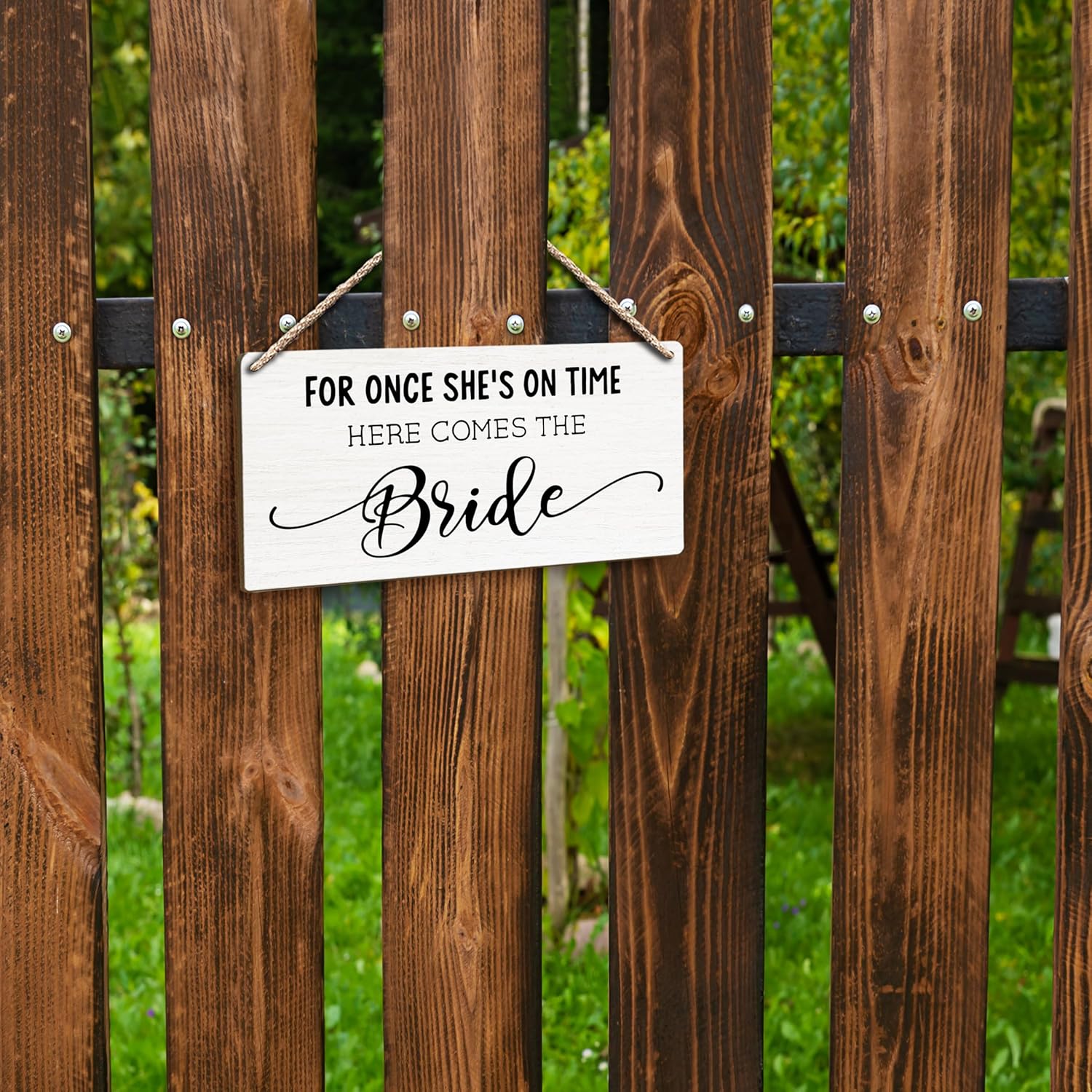 Here Comes the Bride Wood Sign for Wedding 12x6