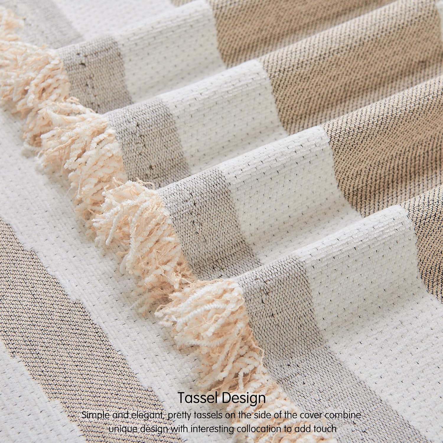 Hokway Boho Chenille Sofa Cover with Tassels 71x134inch