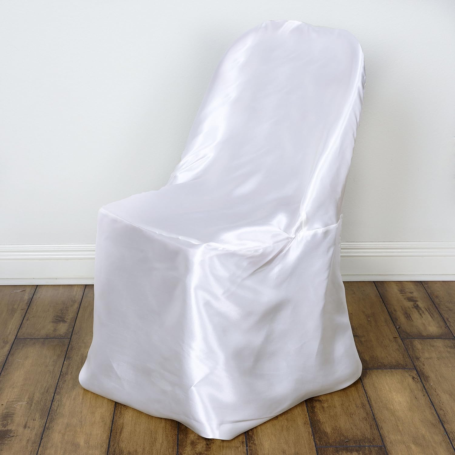 BalsaCircle 10pcs White Satin Folding Chair Covers for Events