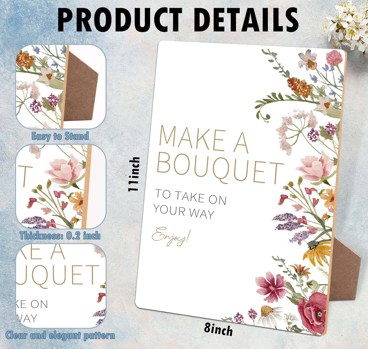 Modern Wedding Wooden Sign with Stand 8x11 Inch