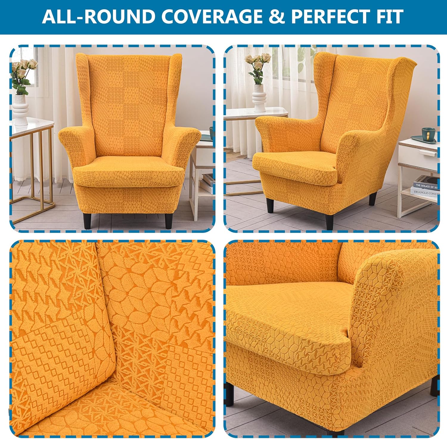 HZDHCLH Wingback Chair Slipcovers 2 Piece