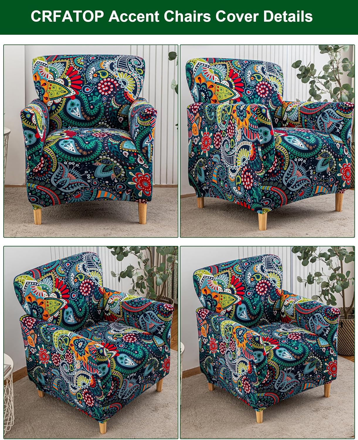 CRFATOP Stretch Armchair Covers with Flower Print