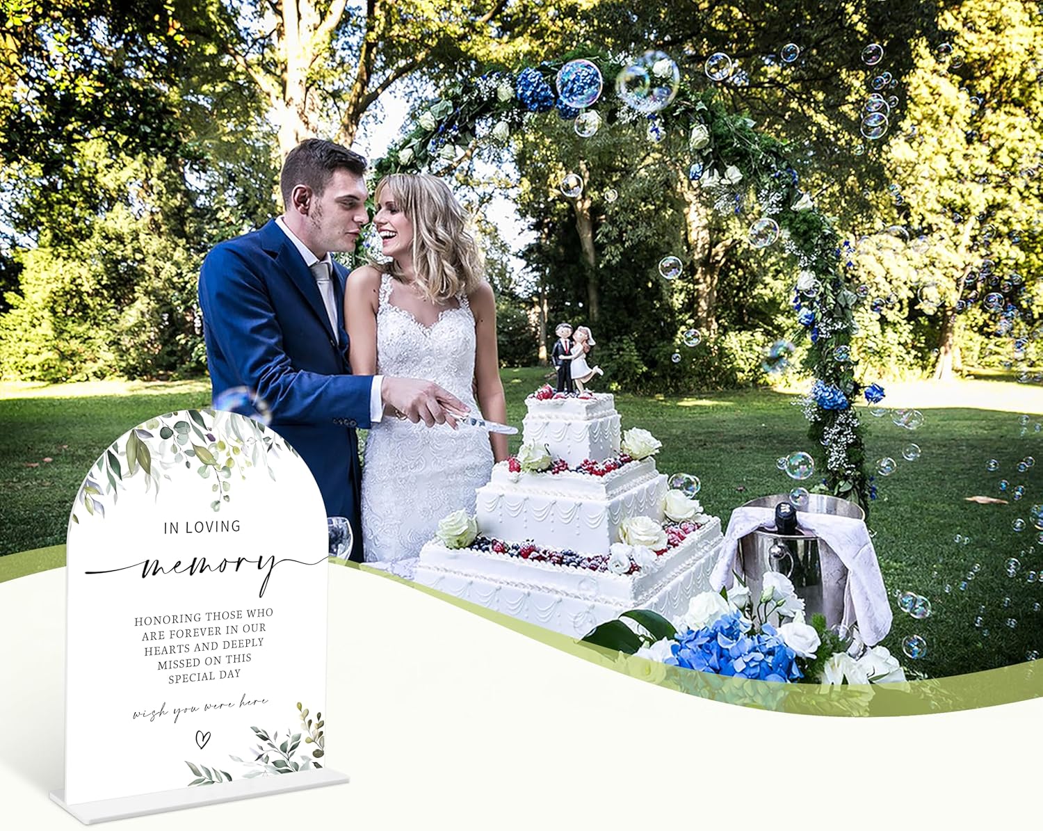 Greenery In Loving Memory Wedding Sign with Holder