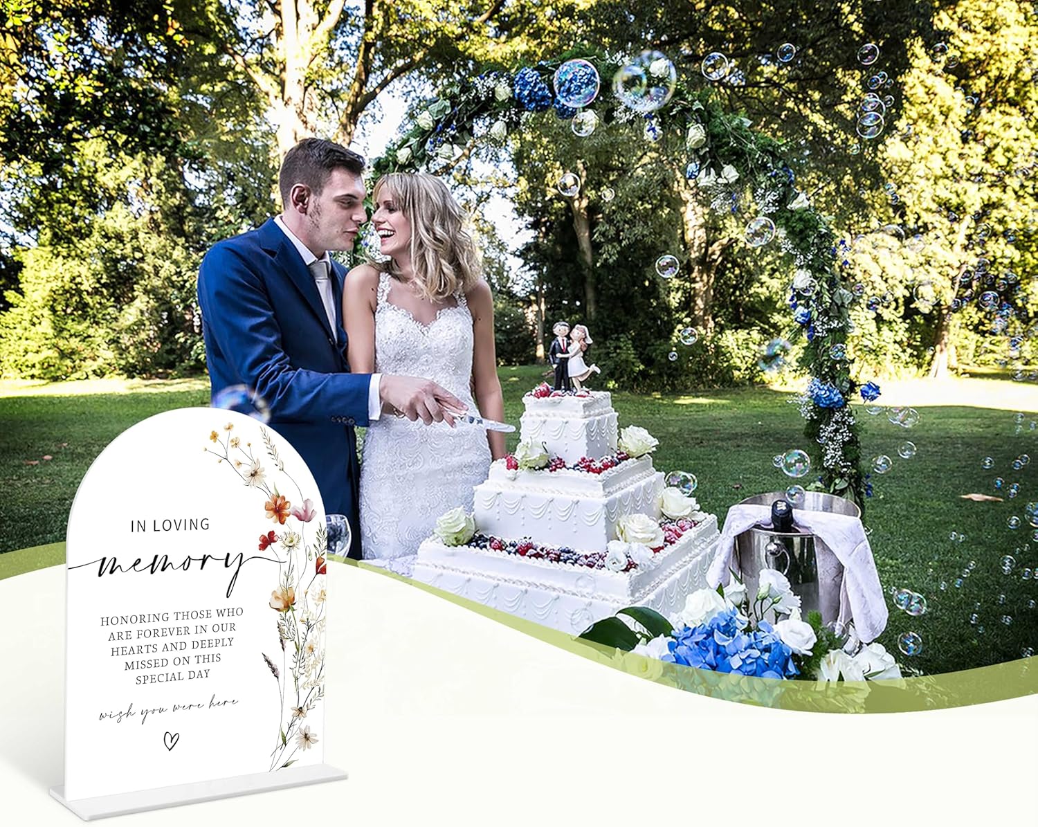 Boho Floral In Loving Memory Wedding Sign 6x8 Inch