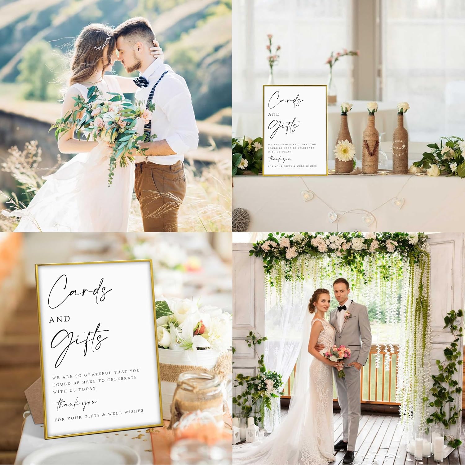Gold Frame Wood Wedding Sign with Stand 1