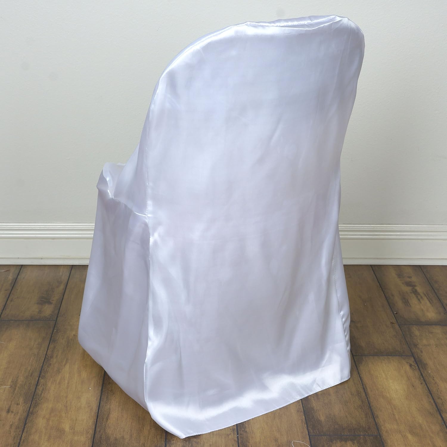 BalsaCircle 10pcs White Satin Folding Chair Covers for Events