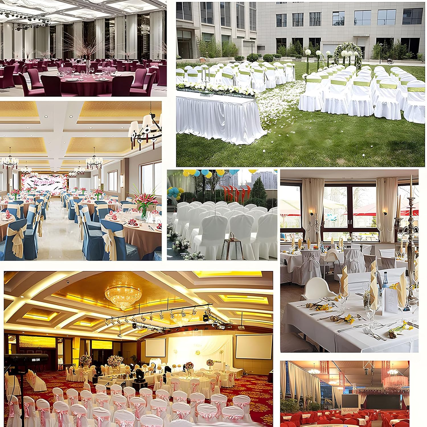 100pcs White Pleated Skirt Spandex Chair Covers for Wedding and Banquet Events