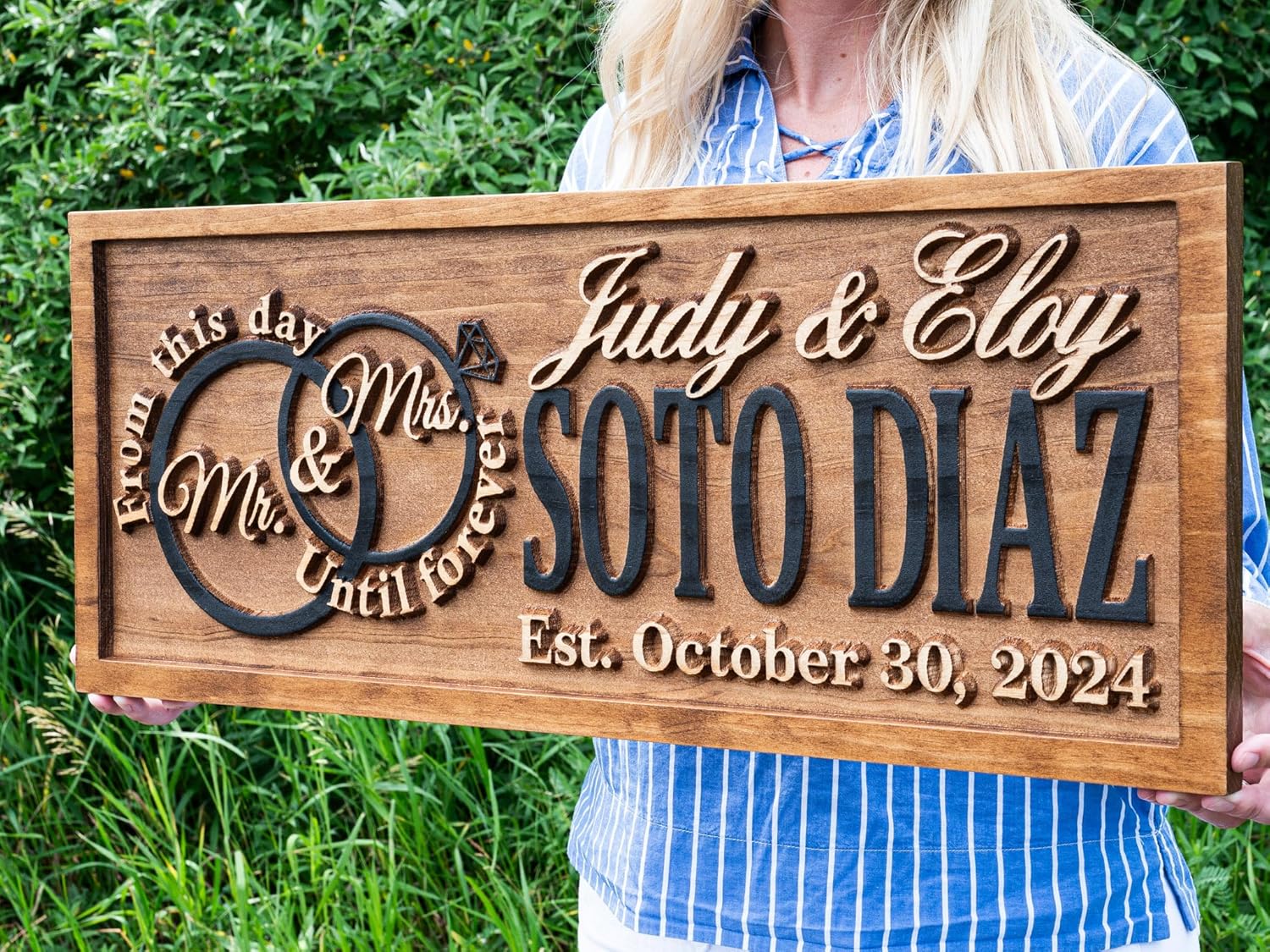 Custom 3D Wood Wedding Sign for Couples