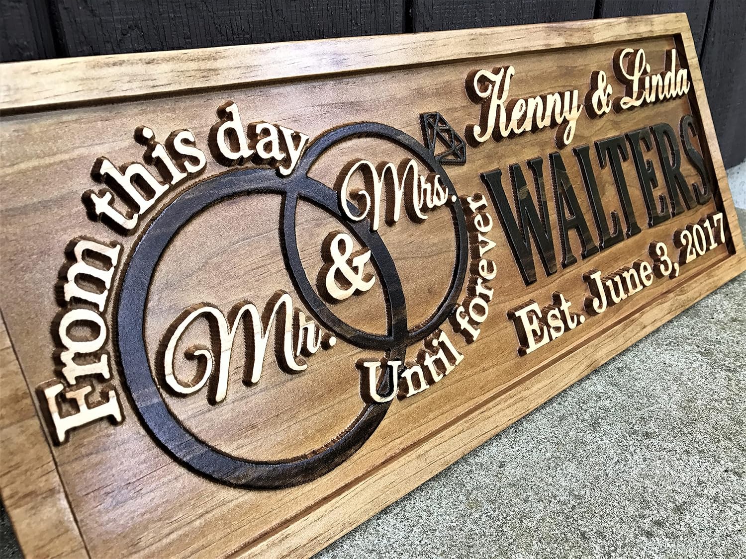 Custom 3D Wood Wedding Sign for Couples