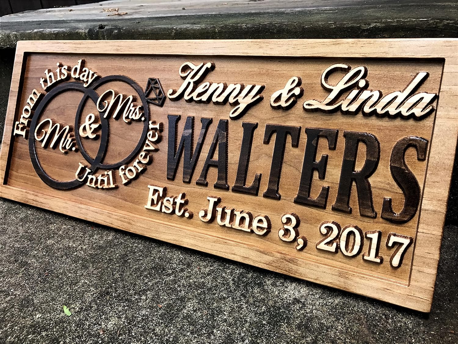 Custom 3D Wood Wedding Sign for Couples