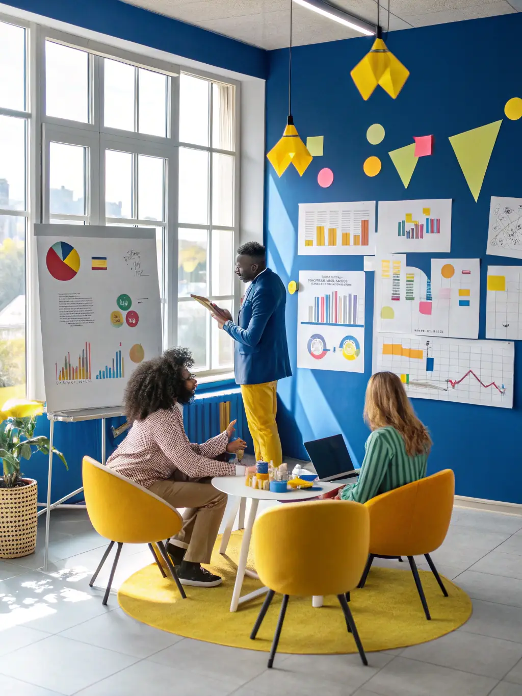 A dynamic image of consultants brainstorming innovative digital solutions in a modern office setting, representing Digital Transformation Consulting.