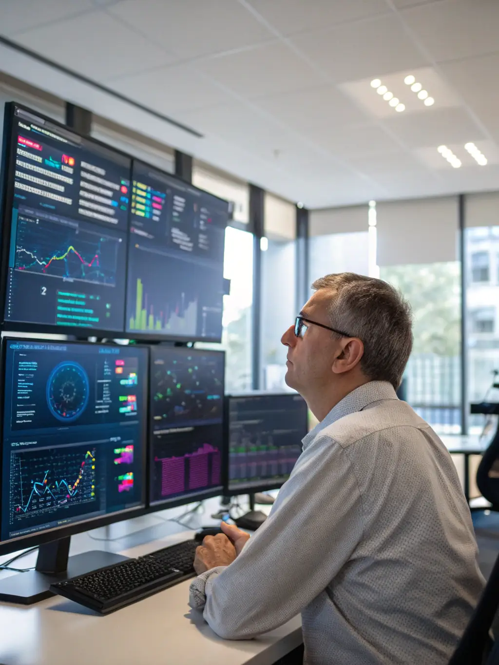 A data scientist analyzing large datasets and creating visualizations to identify trends and insights, helping businesses make data-driven decisions and improve performance.