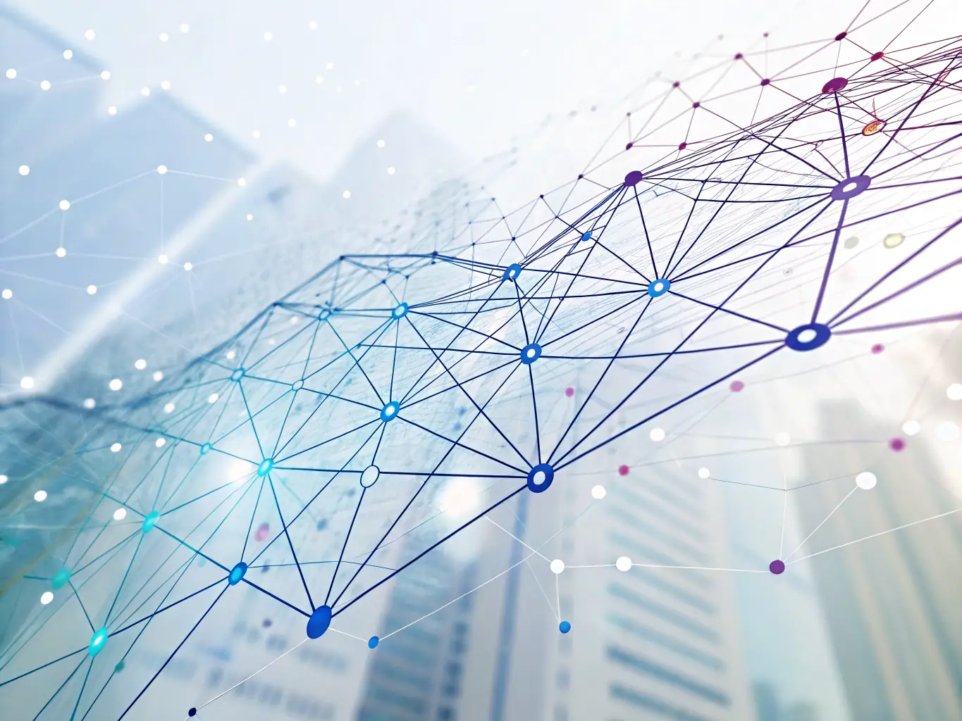 An abstract image representing data analysis and insights, with interconnected nodes and lines symbolizing strategic connections.